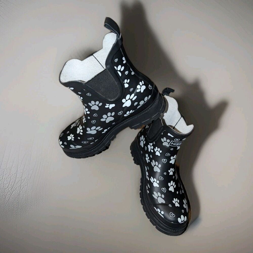 HISEA Women Ankle Rain Boots Waterproof Chelsea Short Wellies Rubber Garden Sz 8